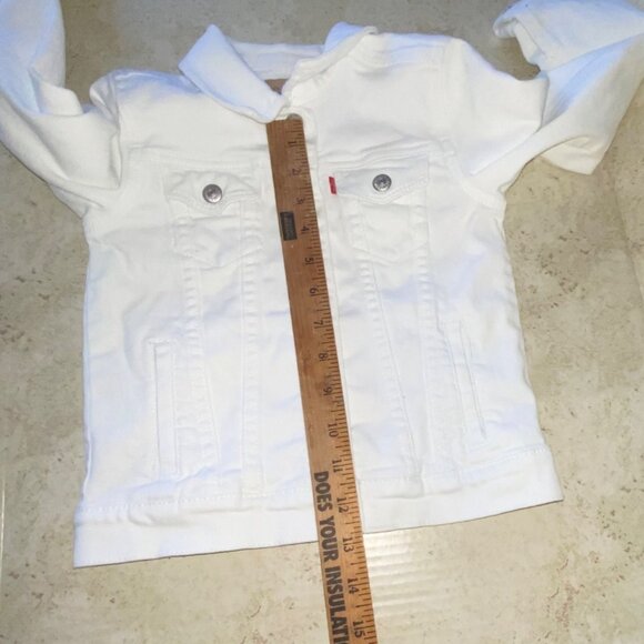 Levis Kids White Denim Jacket With Button Closure & Pockets For Girls Size 6X - Picture 6 of 7
